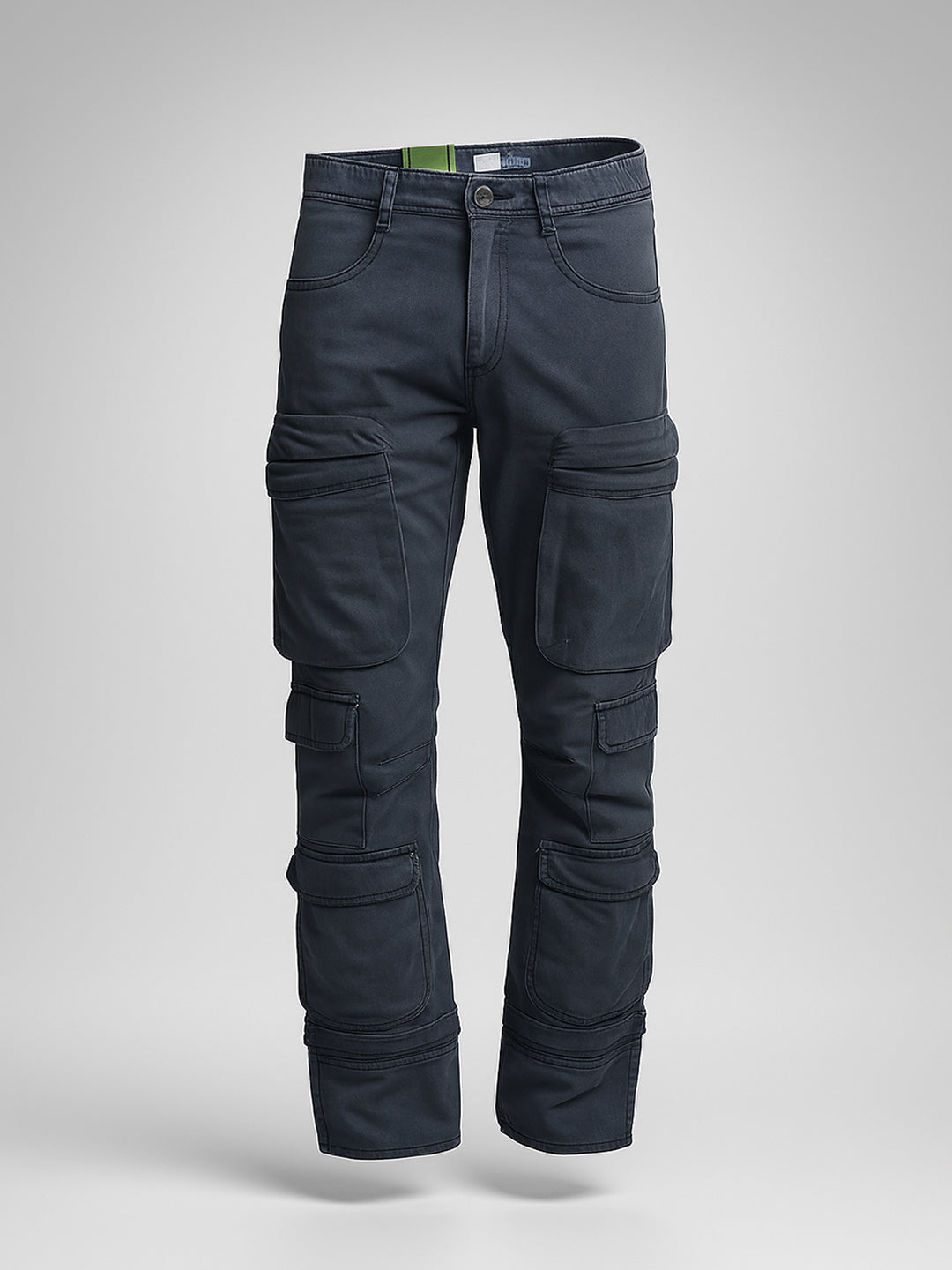 Black 10-Pocket Men's Denim Cargo