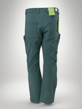 Olive Green 10-Pocket Men's Denim Cargo