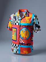 Graphic Wholly-Printed Oversized Multicolor Crepe Shirt