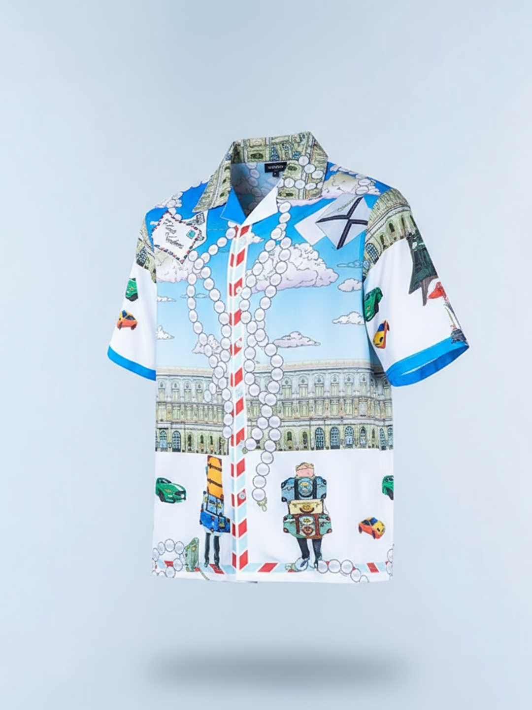 Place Vendome Graphic Printed Oversized Multicolor Crepe Shirt