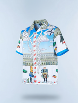 Place Vendome Graphic Printed Oversized Multicolor Crepe Shirt