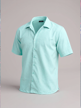 Mint Green Oversized Popcorn Texture Half Sleeves Shirt