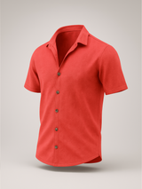 Crismson red Suede Oversize half sleeves shirt