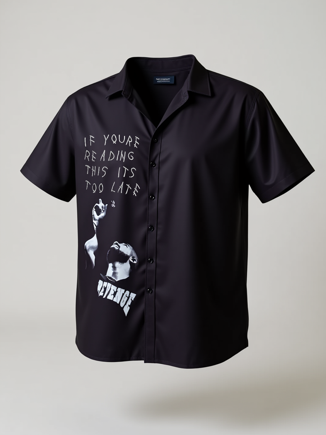 Black Crepe Drake printed Oversized Shirt