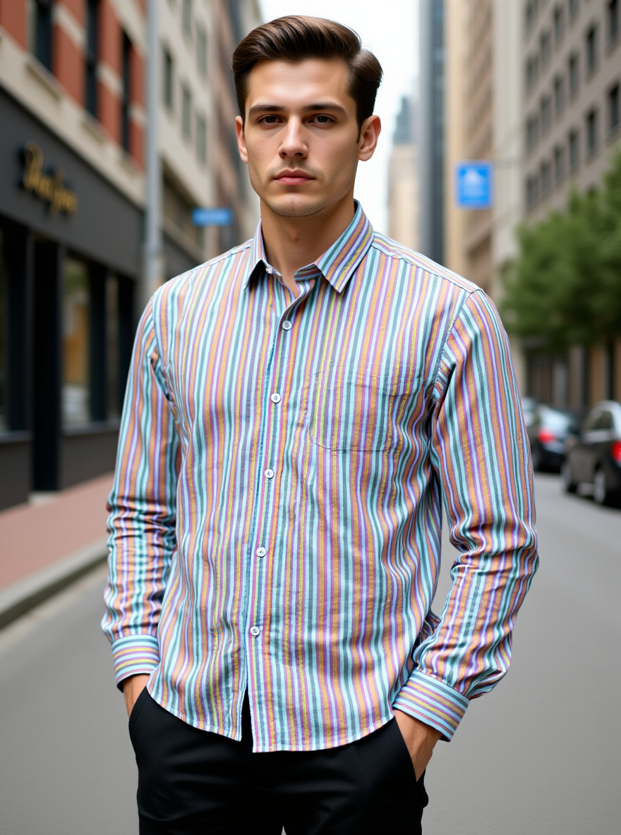 Multicolor Stripes Sanganeri Full Sleeves Shirt
