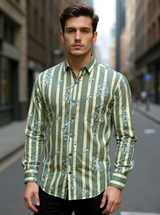 Sage Green Motif Sanganeri Full Sleeves Shirt