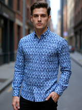 Blue Abstract Sanganeri Full Sleeves Shirt