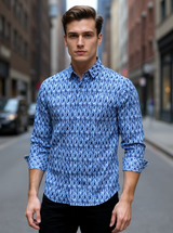 Blue Abstract Sanganeri Full Sleeves Shirt