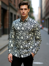 Black Mughal Floral sanganeri Full Sleeves Shirt
