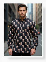 Black Floral sanganeri Full Sleeves Shirt
