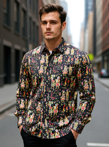 Black Kalamkari Sanganeri Full Sleeves Shirt