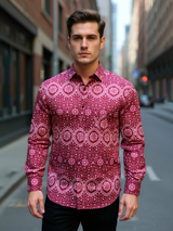 Red Bandhani Leheriya Full Sleeves Sanganeri Shirt