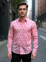 Pink Haldblock Sanganeri Full Sleeves Shirt