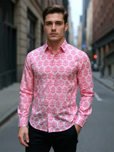 Pink Haldblock Sanganeri Full Sleeves Shirt