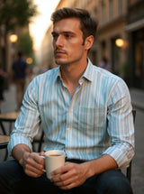 Green Stripes Sanganeri Full Sleeves Shirt