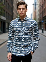 Navy Ikat Sanganeri Full Sleeves Shirt