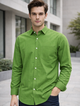 Parrot Green Tonal Striped Full Sleeves Luthai Fabric Shirt
