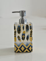 Blue Feather Printed Soap Dispenser