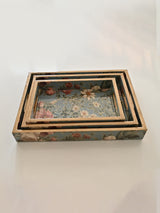 Blue Flower Tray Set Of 3