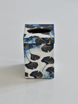 White Ginko Leaf Large Rectangle Printed Tissue Holder With Magnet