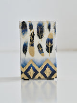 Blue Feather Large Rectangle Printed Tissue Holder