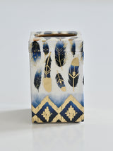 Blue Feather Large Rectangle Printed Tissue Holder