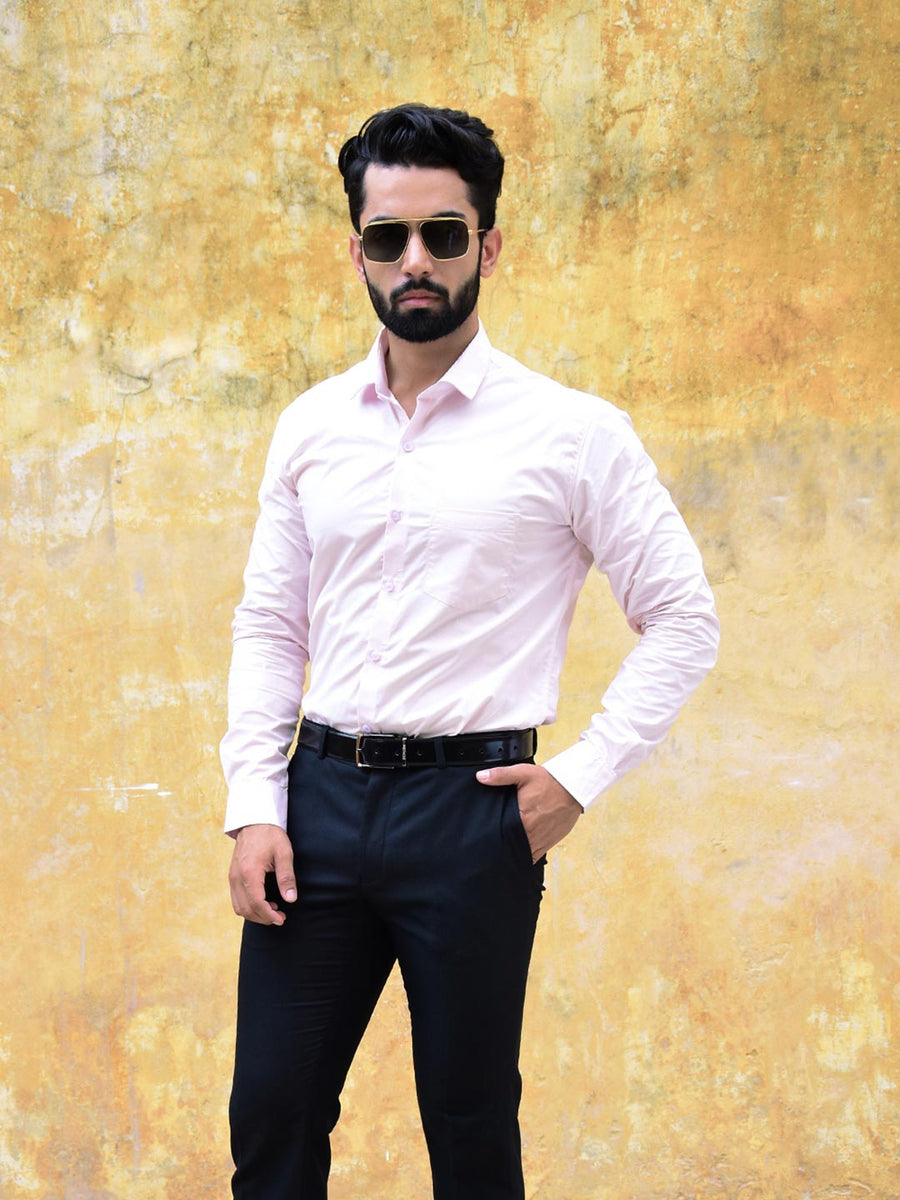 Buy Solid Light Pink Formal Mens Shirt Online | Tistabene