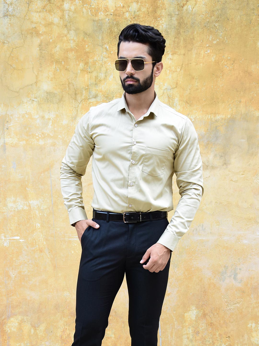 Buy Solid Khakhi Formal Mens Shirt Online | Tistabene - Tistabene