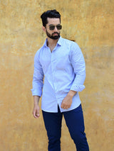 Solid Powder Blue Formal Mens Shirt