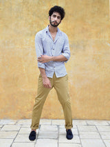 White Abstract Ethnic Motif Mens Shirt