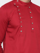 Red Pathani Designer Cotton Kurta With Pyjama