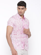 pink shibori half sleeves shirt