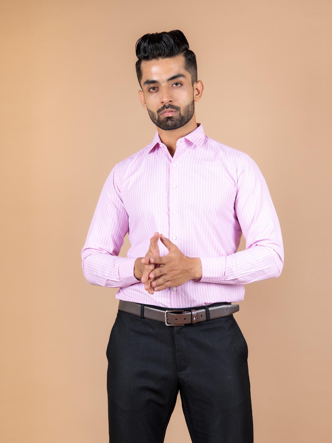 Buy Pink and White Stripes Shirt Online | Tistabene - Tistabene