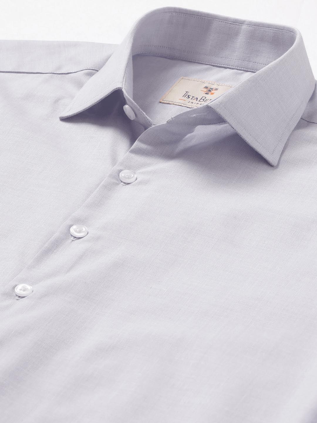 Light blue Solid Cotton Shirt - Tistabene