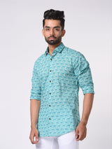 printed blue shirt