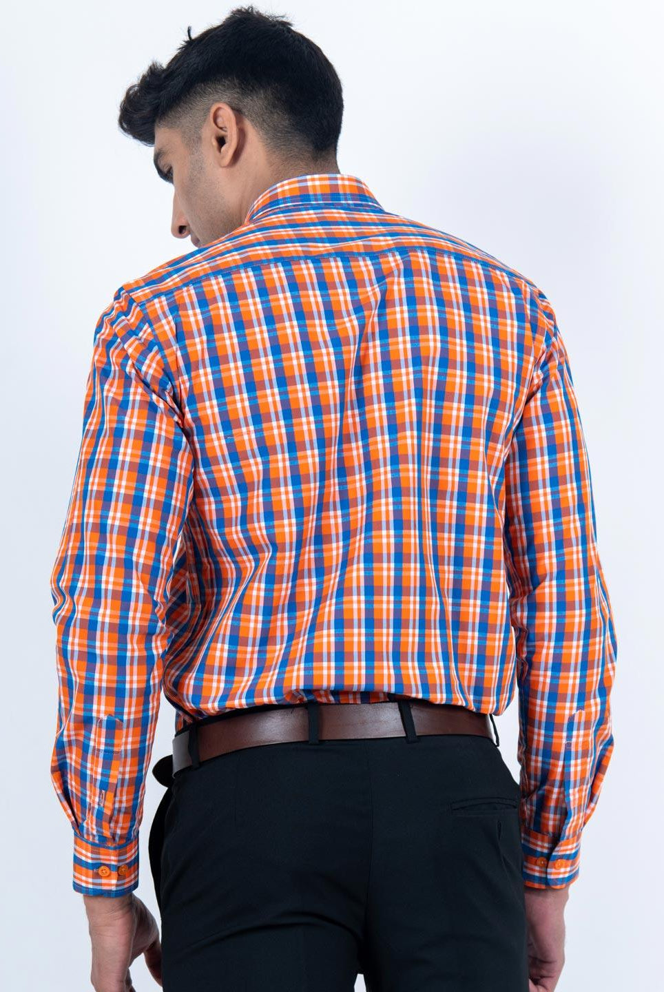 Orange Blossom Checks Cotton Shirt - Tistabene