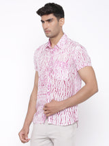 pink shibori half sleeves shirt