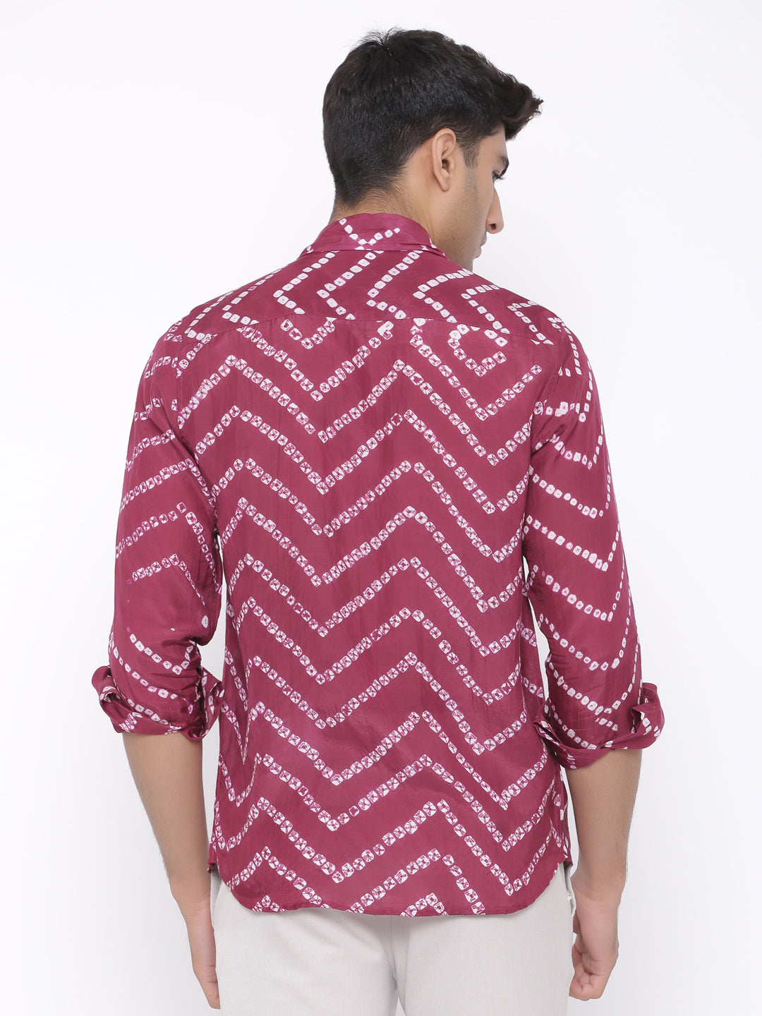 Maroon bandhej shirt