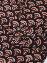 Black with Red Floral Block Print Cotton Slim Fit Shirt