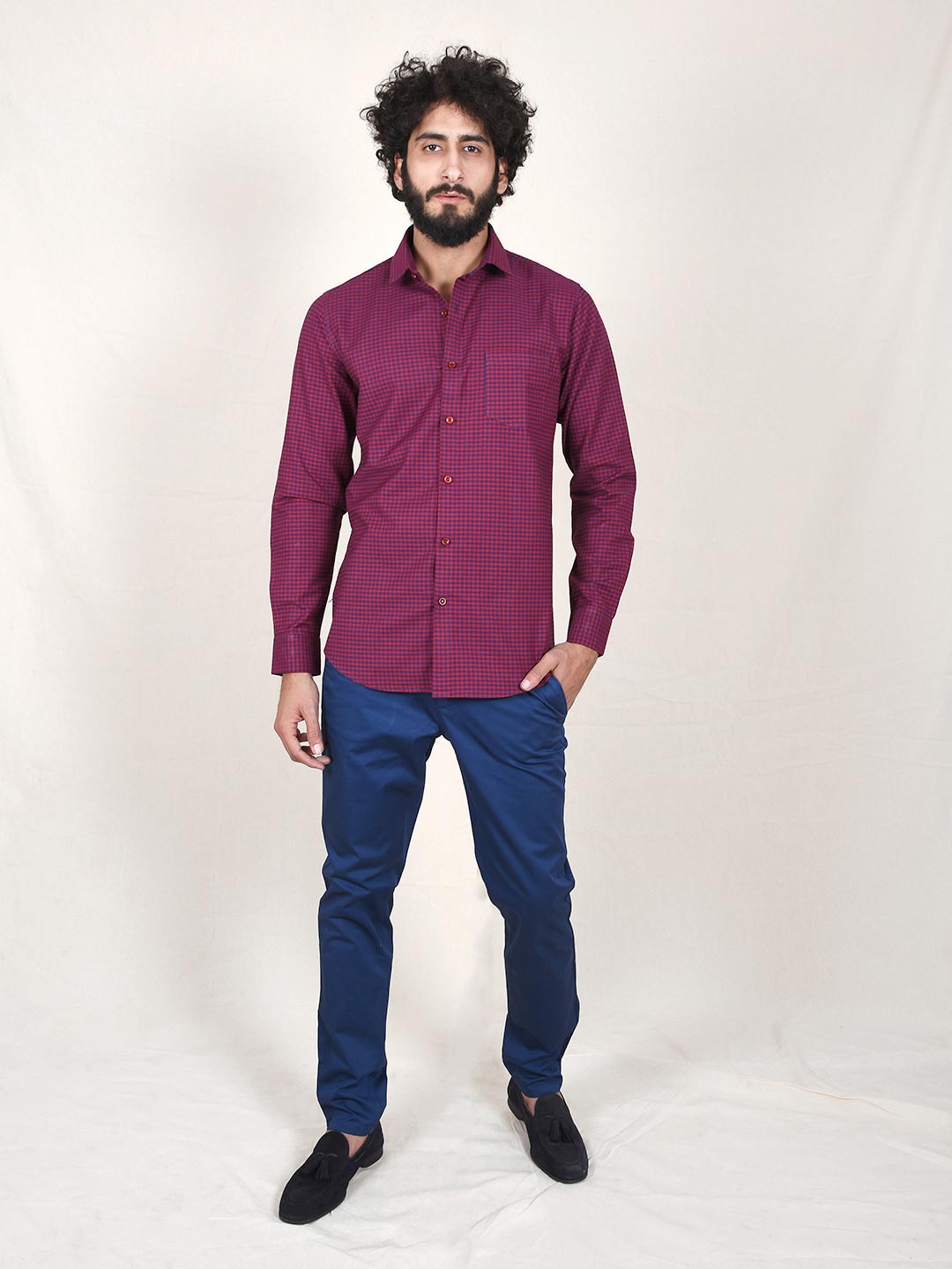 cotton check shirt for men