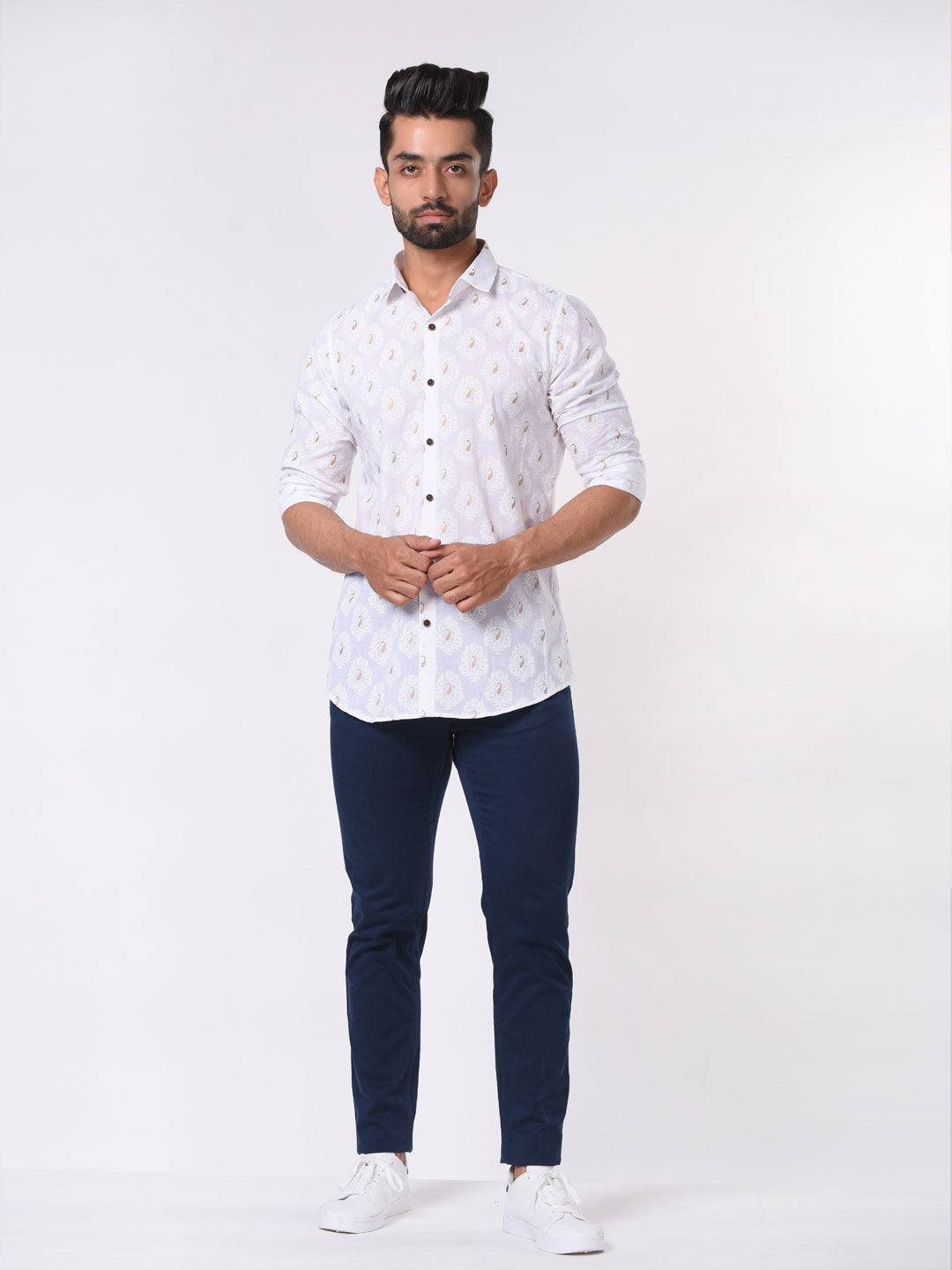 white printed shirt for men