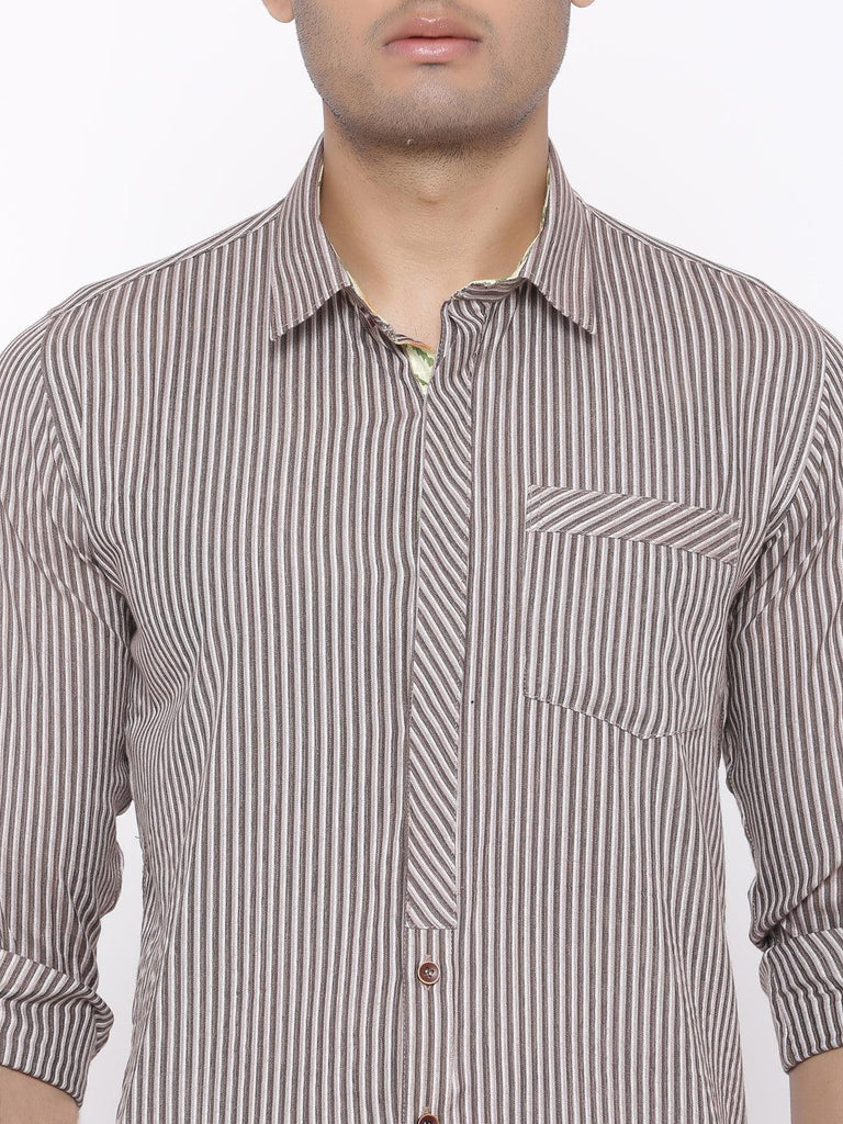 Brown Stripes Cotton Shirt - Tistabene