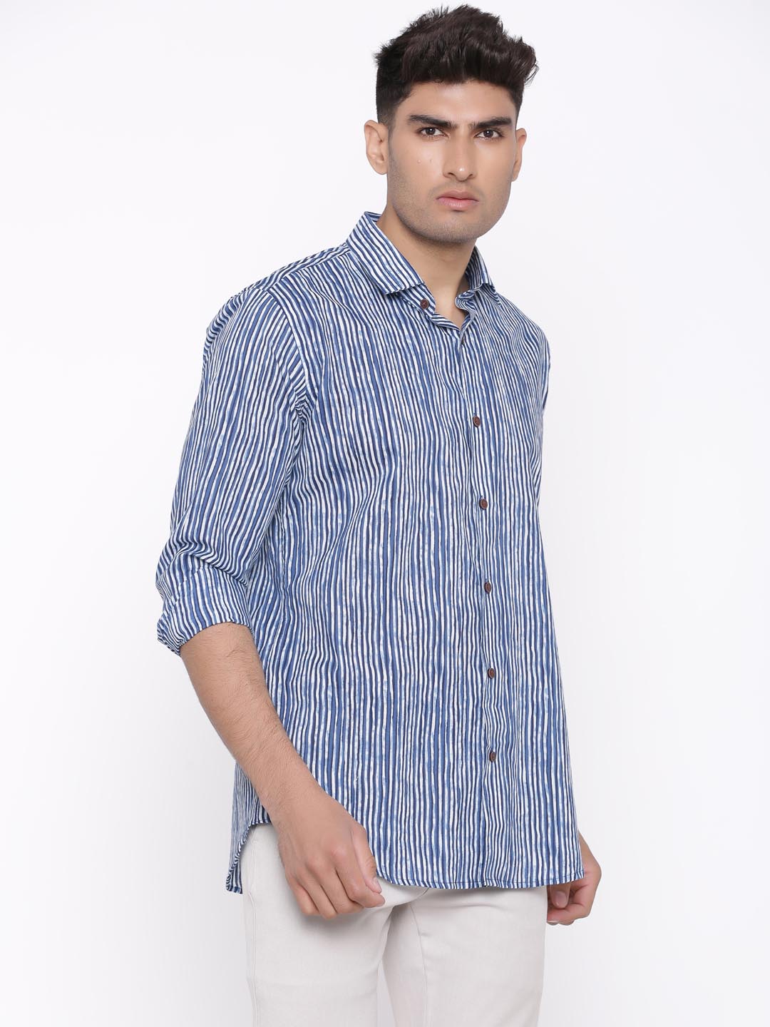 Blue and White Striped Shirt