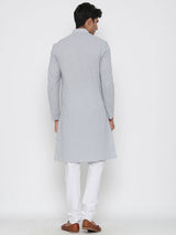 Grey Chikan Kurta With Pyjama Set