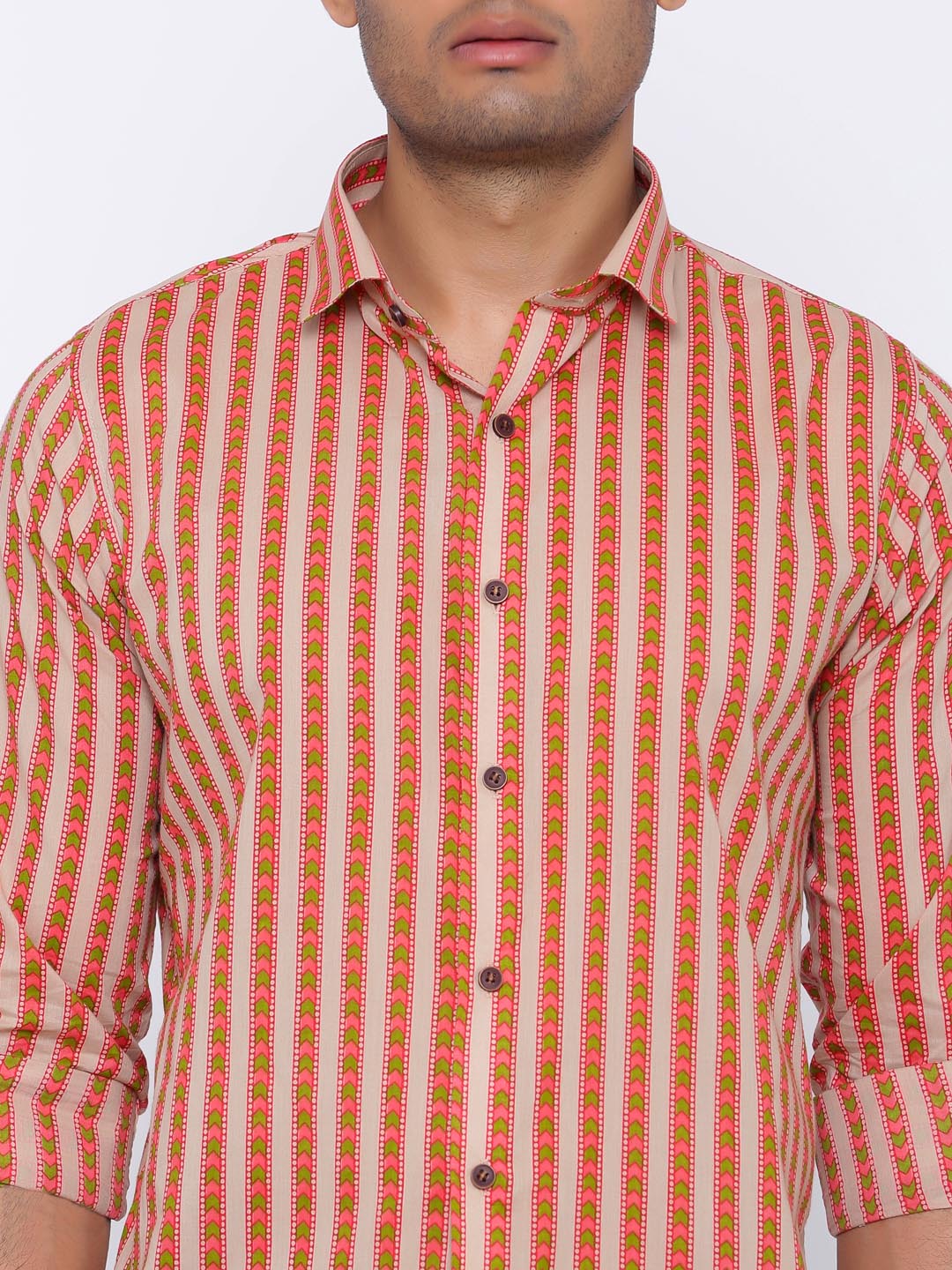 Chevron Beige and Red Shirt