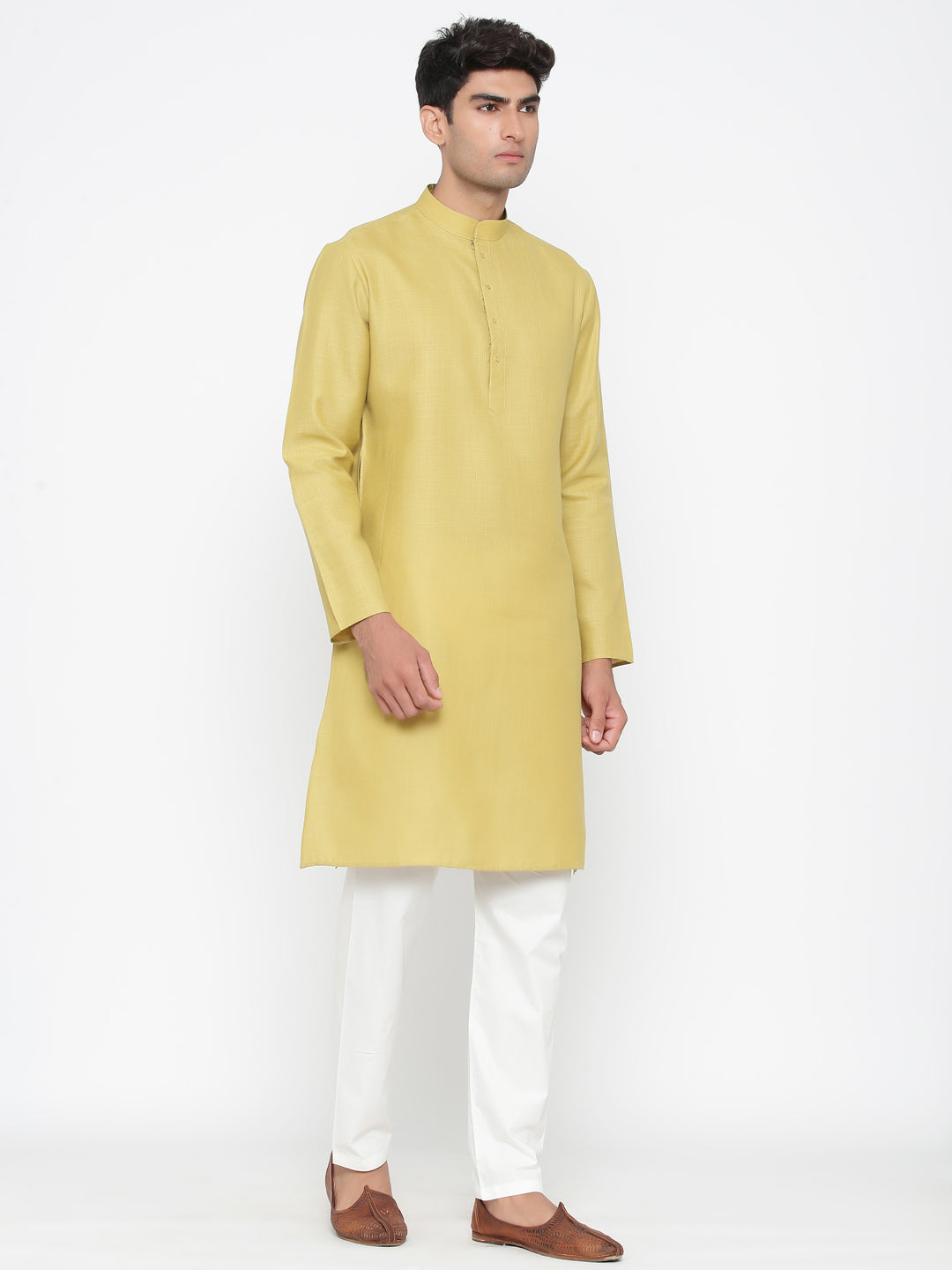 Buy Plain Pineapple Colour Cotton Kurta With Pyjama Online | Tistabene ...