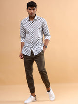 White Blossom Cotton Printed Shirt