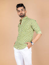 Buy Trendy Green Takeshi Printed Cotton Shirt Online | Tistabene