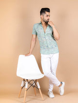 Magic Mint Printed Cotton Half Shirt