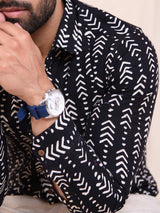 Geometric Tribe Art Block Print Slim Fit Shirt